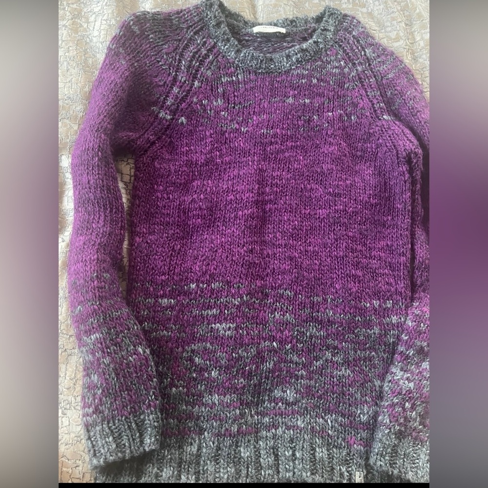 Diesel Purple and Gray Crew Neck Wool Sweater S/M